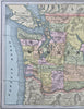 Washington Territory 1886 color Gaskell state map shows population of 75,116