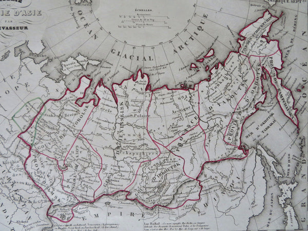 Russian Empire Siberia Irkutsk Kamchatka Arctic Circle 1852 Lavasseur map