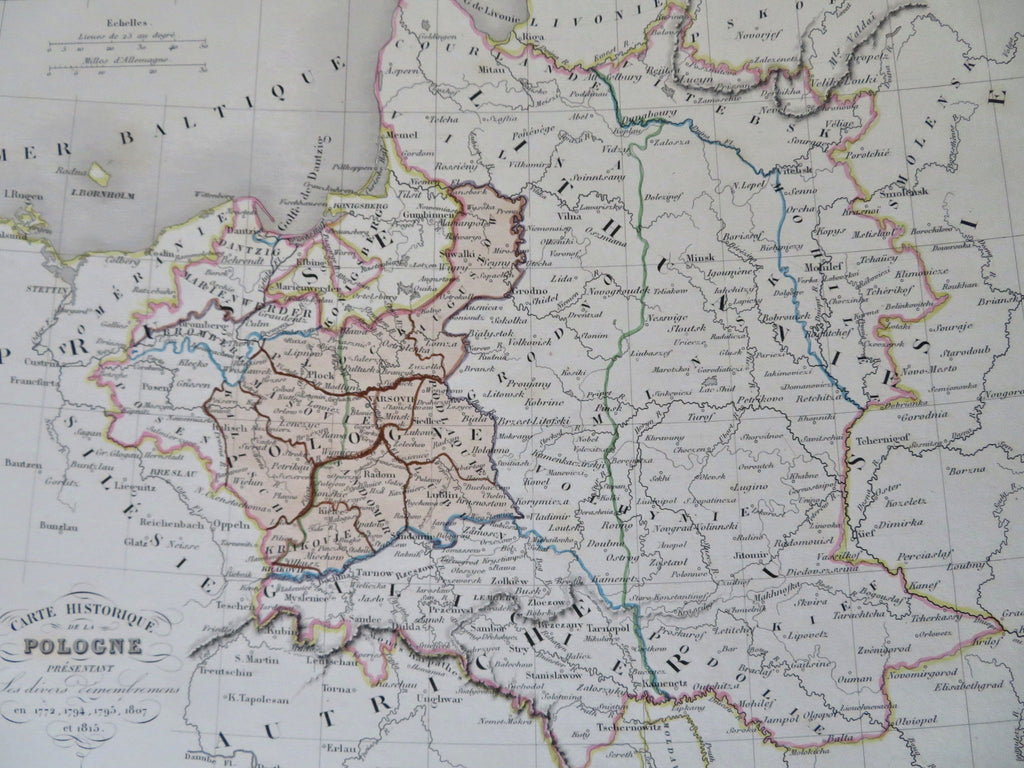 Poland Historical Borders Partition Lithuania Commonwealth 1846 historical map