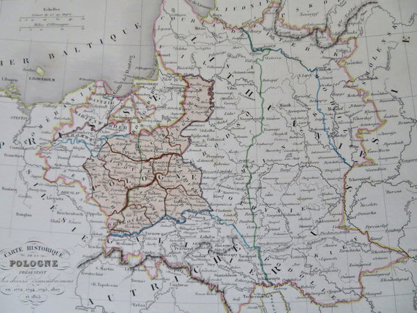 Poland Historical Borders Partition Lithuania Commonwealth 1846 historical map