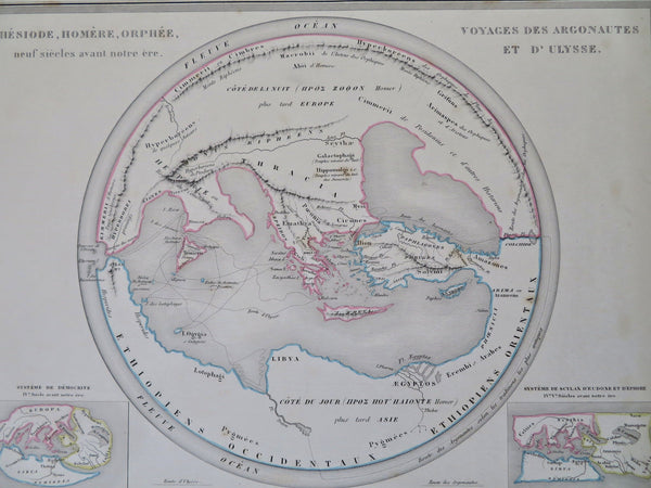 Ancient Greek World Argonauts Ulysses Homer Hesiod Orpheus 1846 historical map