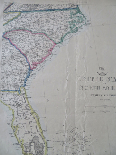 Florida Georgia North & South Carolina Bahamas 1850's Ettling Day Dispatch map