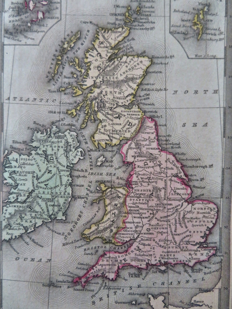 British Isles Ireland United Kingdom England Wales Scotland 1830 miniature map