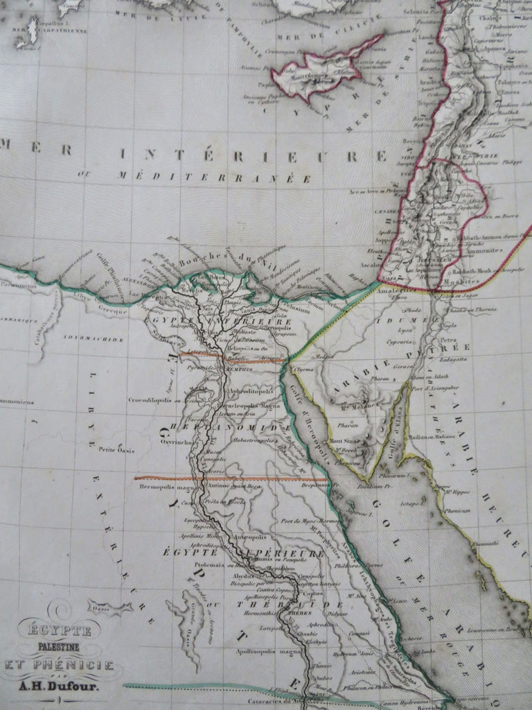 Ancient World Upper & Lower Egypt Holy Land Phoenicia 1852 Dufour map