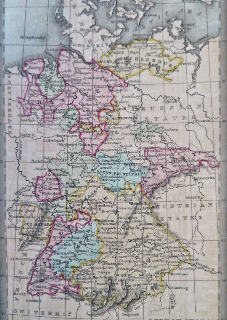 German Confederation Bavaria Baden Württemberg Hanover 1831 miniature map