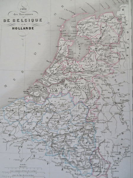 Belgium Netherlands Luxembourg Flanders Holland 1846 Jacobs engraved map