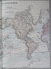 World Map Ocean Currents Icebergs 1875 Brue large hand colored scientific map