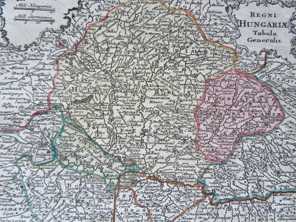 Kingdom of Hungary Budapest Transylvania Slavonia 1762 Lobeck miniature map