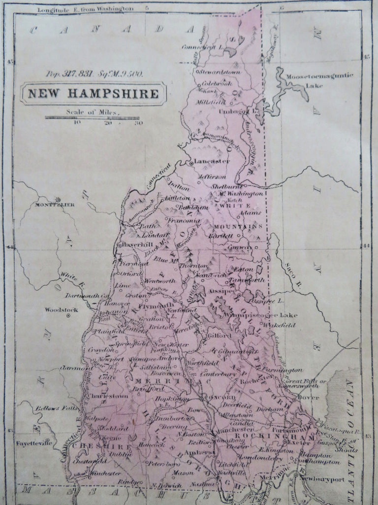 New Hampshire Concord Manchester Portsmouth Dover 1859 Boynton miniature map