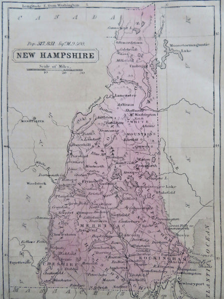 New Hampshire Concord Manchester Portsmouth Dover 1859 Boynton miniature map