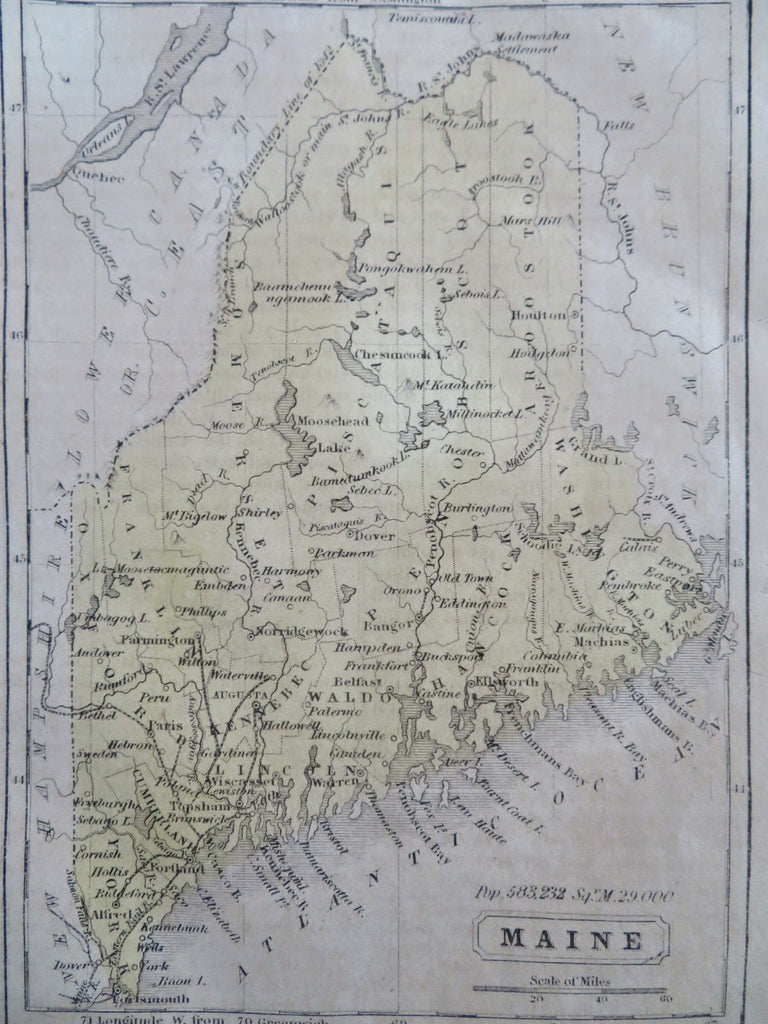 Maine Augusta Portland Bangor Mt. Desert Island 1859 Boynton miniature state map