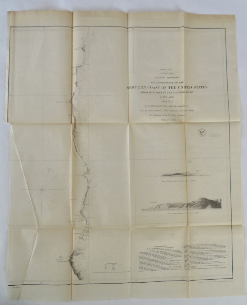 Western U.S. California Cape Mendocino Trinidad Head 1851 U.S. Coast Survey map