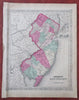 New Jersey State Camden Trenton Newark 1870 A.J. Johnson Scarce Issue map