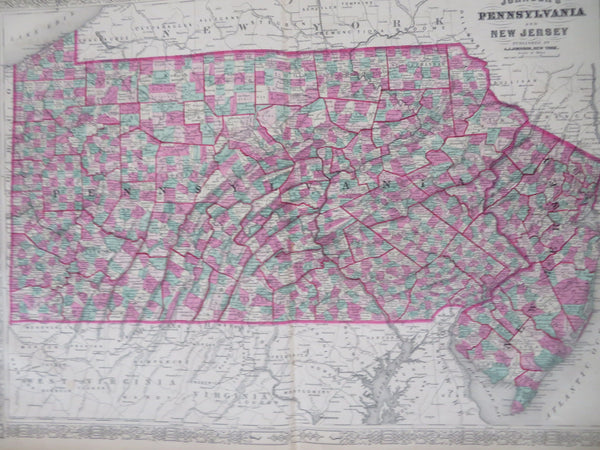 Pennsylvania & New Jersey Philadelphia Camden 1870 A.J. Johnson Scarce Issue map