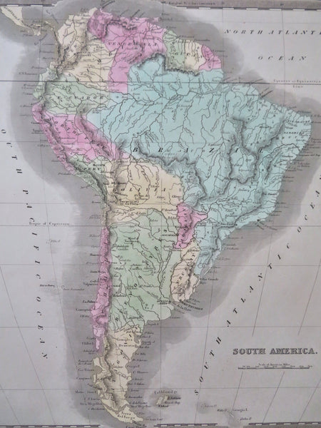 South America Brazil Peru Venezuela Argentina La Plata Chile c. 1835 map