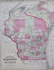 Wisconsin & Michigan Milwaukee Detroit 1867 A.J. Johnson scarce issue map