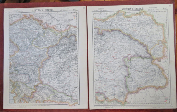 Austria-Hungary Hapsburg Empire Vienna Budapest 1883 Letts scarce two sheet map