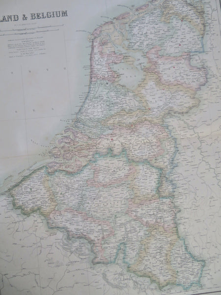 Netherlands & Belgium Luxembourg Amsterdam Brussels c. 1850's Fullarton map
