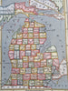 Michigan state by itself 1853 scarce hand colored miniature map