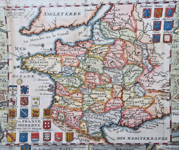 Kingdom of France Paris Toulouse Rheims Rouen Orleans 1708 de la Feuille map