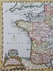 Kingdom of France Brittany Normandy Champagne Languedoc Paris 1757 Jefferys map