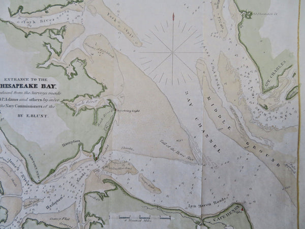 Chesapeake Bay York River James River Virginia Maryland 1833 Blunt coastal map