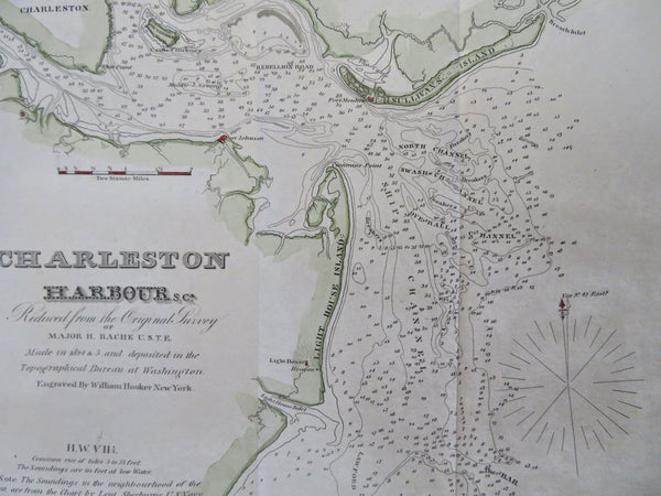 Charleston Harbor South Carolina Nautica Survey 1833 Blunt & Hooker coastal map