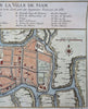 Siamese Capital Thailand Ayutthaya 1752 French detailed city plan hand color map