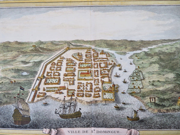 Saint-Domingue Dominican Republic Hispaniola 1754 Bird's Eye View City Plan