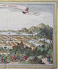 Mexico city birds-eye prospect view 1754 Chedel fine hand colored print