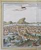 Mexico city birds-eye prospect view 1754 Chedel fine hand colored print