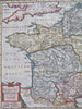Ancient Gaul France Celtic Tribes Roman Empire c. 1697 engraved decorative map