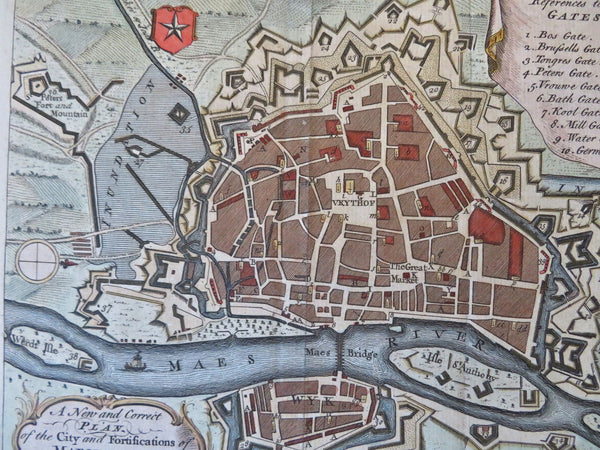 Maastricht Limburg Netherlands Maes River 1748 Jeffrys detailed city plan