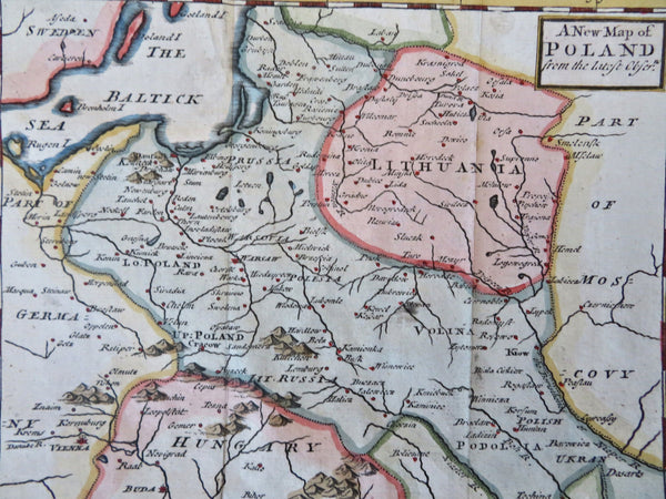 Polish-Lithuania Commonwealth Warsaw Krakow 1744 Senex engraved hand color map