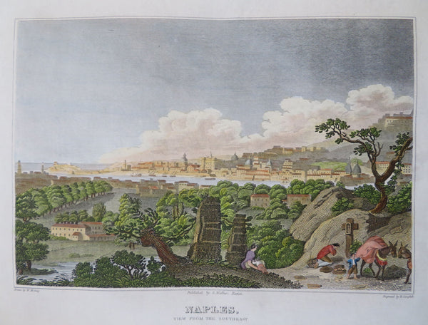 Naples City View Kingdom of Two Sicilies c. 1844 Craig engraved landscape print