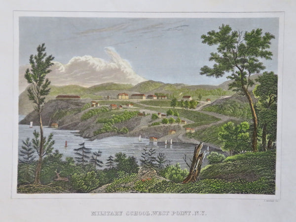 West Point New York U.S. Army Military Academy 1834 Archer engraved print