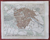 Berlin Germany City Plan Spree River c. 1850's Heck fine hand color engraved map