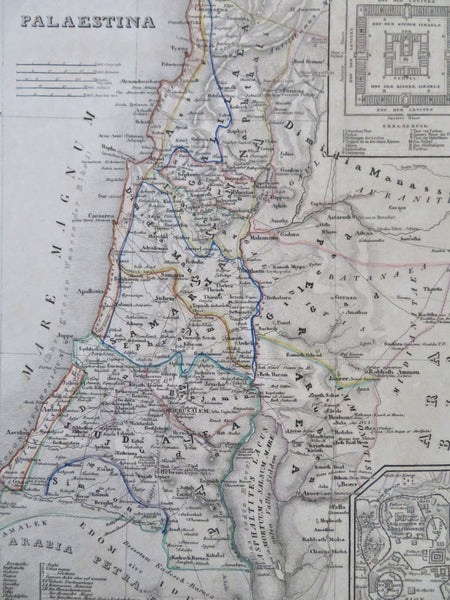 Holy Land Palestine Israel Jerusalem City Plan c. 1850 German detailed map