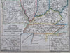 Missouri Illinois Indiana Ohio Kentucky & Tennessee Nashville 1850 scarce map