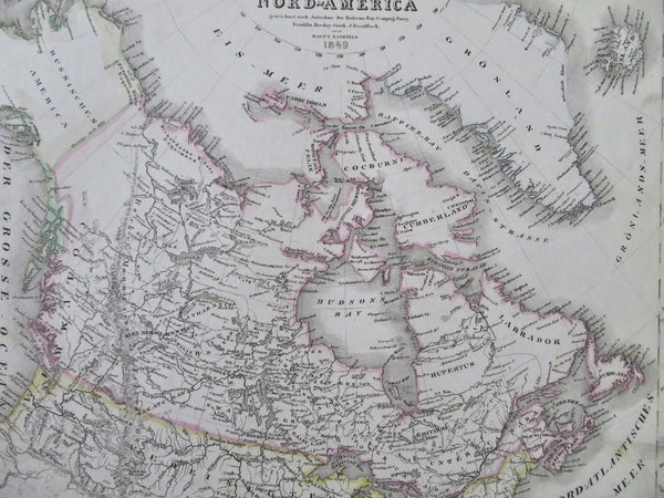 British North America Canada Hudson Bay 1849 Radefeld engraved map