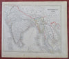 British India Southeast Asia Myanmar Thailand Cambodia Vietnam 1849 engraved map