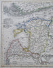 Baltic States Russian Empire St. Petersburg Courland Estonia 1849 nice color map