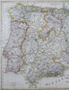 Spain & Portugal Madrid inset plan Lisbon Barcelona 1849 Radefeld engraved map