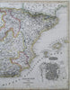 Spain & Portugal Madrid inset plan Lisbon Barcelona 1849 Radefeld engraved map
