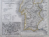 Portugal Lisbon Porta Azores Islands 1849 Remer Meyer detailed engraved map
