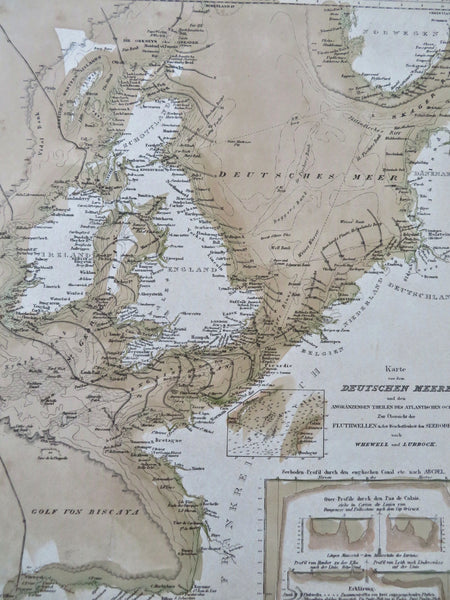 North Sea British Isles Bay of Biscay oceanography c. 1850 scientific German map