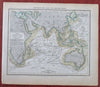 Indian Ocean current Africa Australia c. 1850 German scientific oceanography map