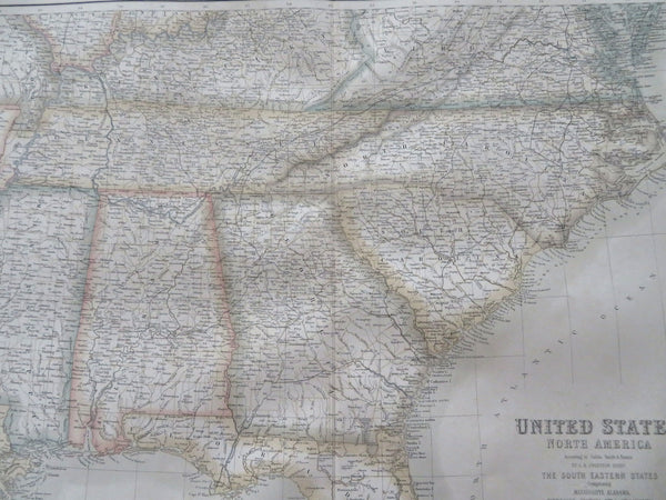 North & South Carolina Georgia Tennessee Florida Alabama 1854-62 Swanston map