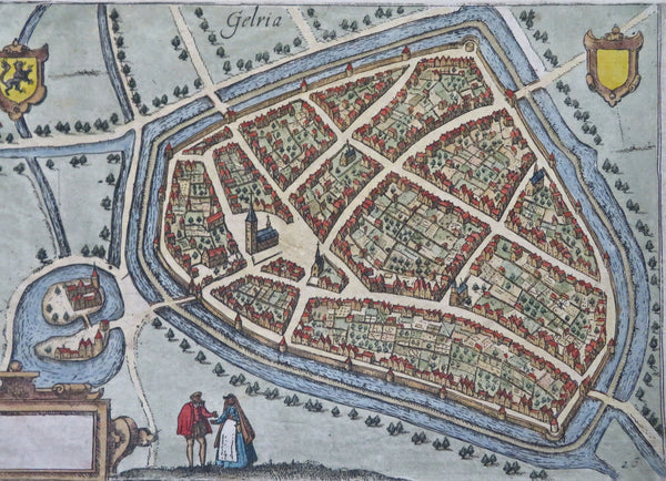 Geldern Westphalia Germany Holy Roman Empire c. 1630 lovely engraved city plan