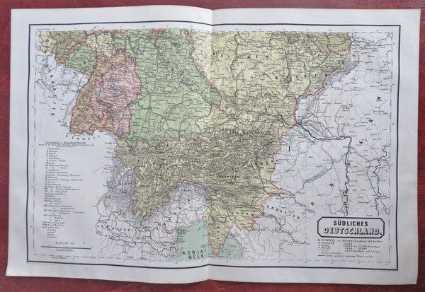 Southern Germany German Confederation Bavaria Baden Württemberg 1858-59 map